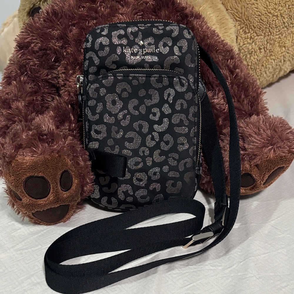 Kate Spade Black and Gray Leopard Print Crossbody